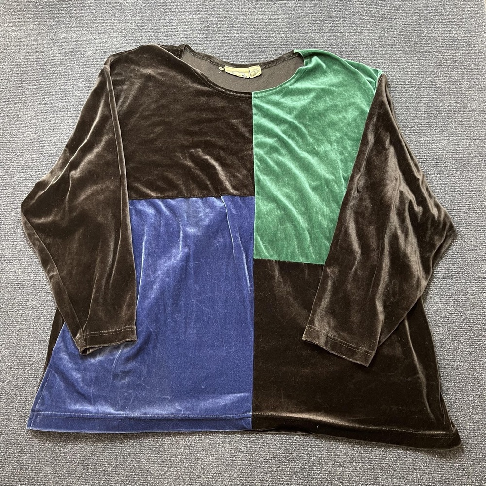 Best United Garment Company Shirt Womens 26/28 Velour Colorblock Long Sleeve Top